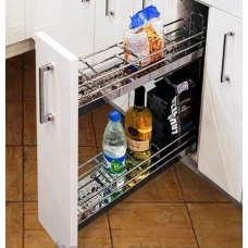 Бутылочница 150мм(левый монтаж, дно металл) ДСП Elegans, полного выдвижения, с направляющими с доводчиком