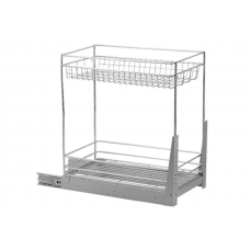 Корзина 15 (soft-closing) хром 2-полки + направляющие с доводчиком