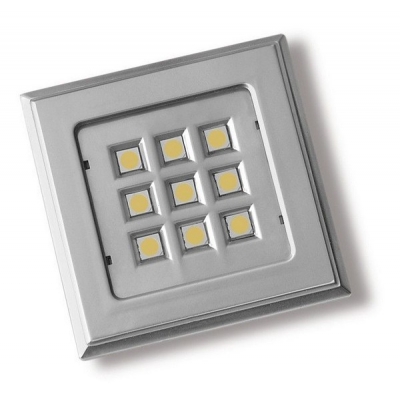  Точечный накладной светодиодный светильник Vincente, квадрат, 12V, 9 диодов, теплый свет, алюминий