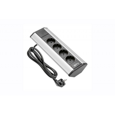  Удлинитель угловой 4 розетки AE-PBKT4S-80 (Schucko) серый, с проводом 1,5м