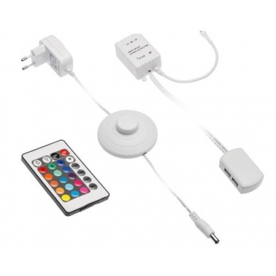  Блок питания для светодиодов 220/12V, 6W, IP20, для светильников и клипс с кабелем и ножным выключателем RGB беспроводной (радио RGB контроллер, дистрибьютер на 4 выхода)
