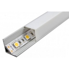 Профиль угловой SP281 16*16*2000 алюминиевый для светодиодной ленты в комплекте с матовым экраном, 2 заглушки и 4 крепежа (аналог LR50)