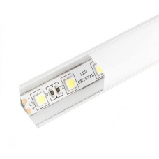 Профиль угловой LR50 16*16*2000 алюминиевый для светодиодной ленты в комплекте с матовым экраном, 2 заглушки и 2 крепежа,