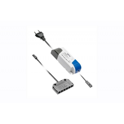  Блок питания для светодиодов 220/12V 15W, IP20, 6хMINI АМР, с проводами и дистрибьютером