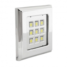 Точечный накладной светодиодный светильник Vincente, квадрат, 12V, 9 диодов, холодный свет, хром