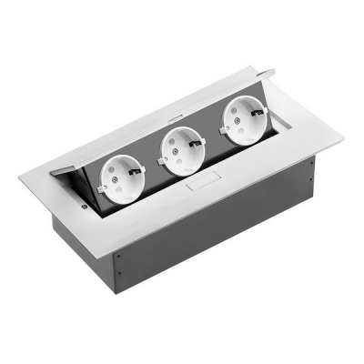  Удлинитель прямоугольный врезной 3 розетки AE-PB03GS-10 (Schucko) белый, без провода