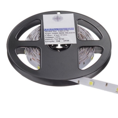  Светодиодная лента 5050, 30 д/м, 7,2W, 12V, IP20, теплый белый, открытая