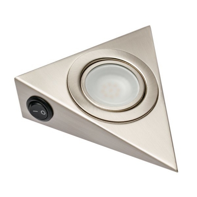  Точечный накладной светодиодный светильник уголок инокс, 12v, 1,8w, 9 диодов холодный свет с выключателем, провод 2м