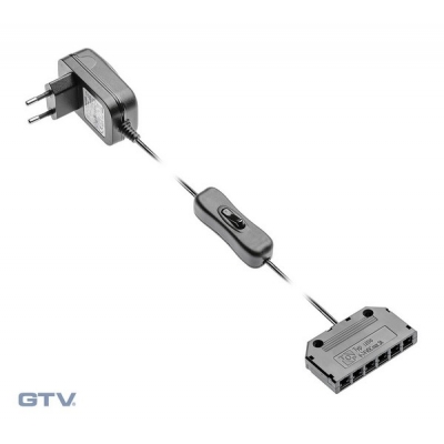  Блок питания для светодиодов 220/12V 12W, IP20, с проводом, выключателем, распределителем