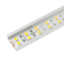 Профиль врезной LR43 31*6*2000 алюминиевый для светодиодной ленты в комплекте с прозрачным экраном, 2 заглушки и 2 крепежа,