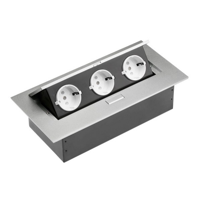  Удлинитель прямоугольный врезной 3 розетки AE-PB03GS-53 (Schucko) без провода