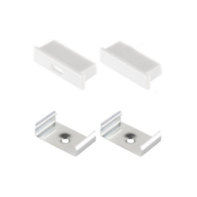  Заглушки для алюминиевого профиля LR43 с крепежом (2 заглушки и 2 крепежа)