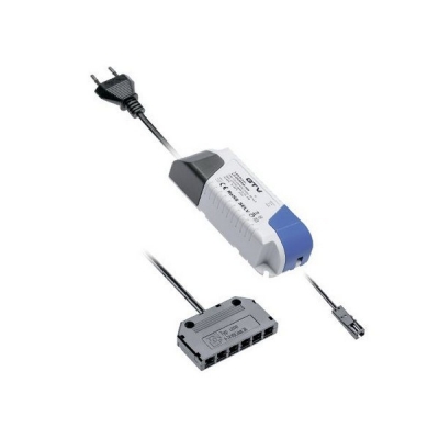  Блок питания для светодиодов 220/12V 12W, IP20,6хMINI AMP с проводами и дистрибьютером