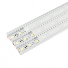 Профиль врезной LR45 56*10*2000 алюминиевый для светодиодной ленты 3-х полосный в комплекте с матовым экраном, 2 заглушки и 2 крепежа,