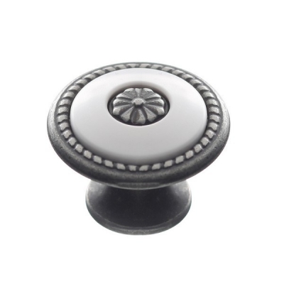  Ручка-грибок FB-027 000 старое олово/белый (TS)