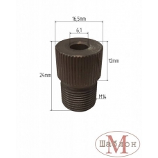 Втулка с резьбой М14х1 для сверления отверстий 6 мм